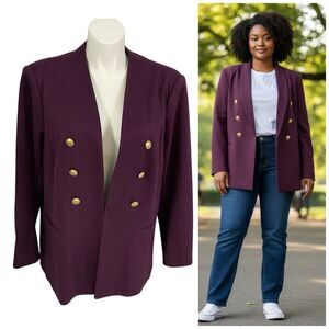 Lane Bryant Blazer Womens Sz 24 Purple Jacket Workwear Business Casual Office